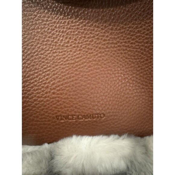 Vince Camuto Vegan Leather Tote Laptop Bag Brown Black Stripe Shopper 11 X 17 - Picture 8 of 8